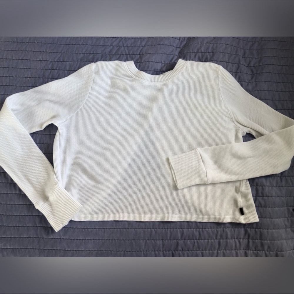 White Ribbed Long Sleeve Top